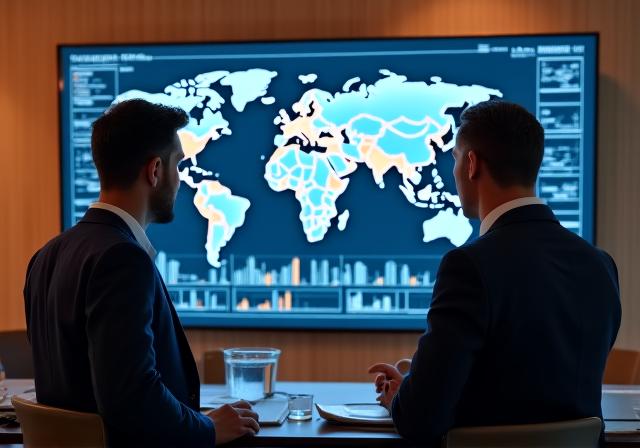 Analystes de Mont Blanc Conseil travaillant sur une stratégie de marché